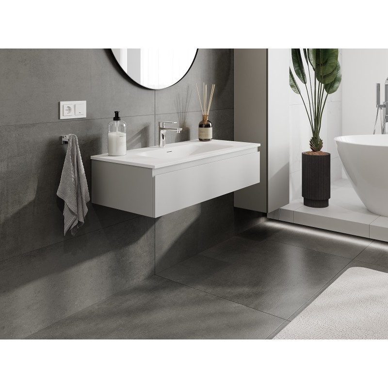 Mexen Orio meuble de salle de bain 100 cm avec lavabo Vela, 1 tiroir, gris mat/blanc mat - 91A10-10023-1-BF62-W23M01