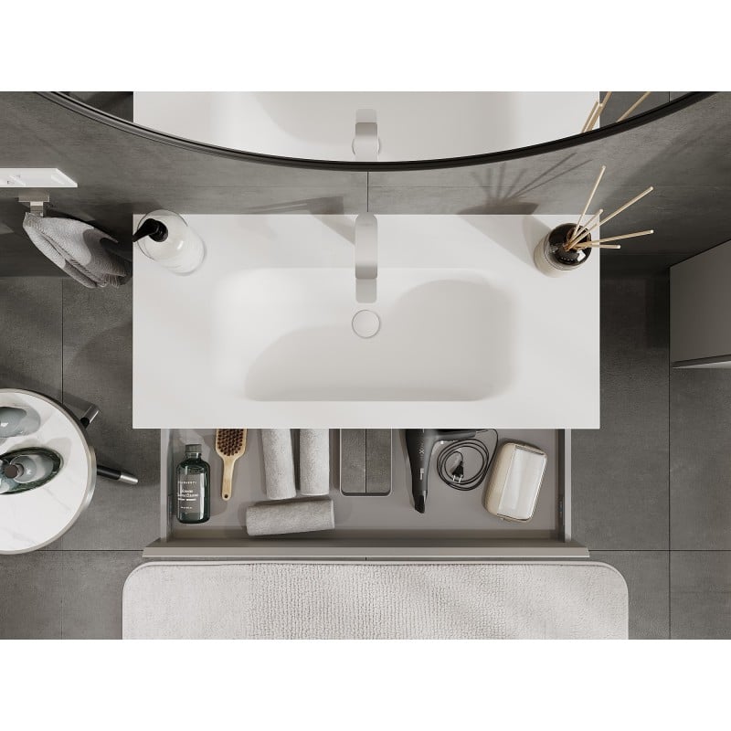 Mexen Orio meuble de salle de bain 100 cm avec lavabo Vela, 1 tiroir, gris mat/blanc mat - 91A10-10023-1-BF62-W23M01