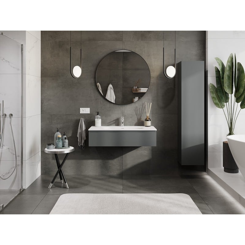 Mexen Orio meuble de salle de bain 100 cm avec lavabo Vela, 1 tiroir, graphite mat/blanc mat - 91A10-10023-1-BF66-W23M01