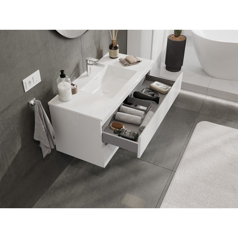 Mexen Orio armoire de salle de bain 100 cm avec lavabo Otis, 2 tiroirs, blanc brillant - 91A10-10047-2-BFF00-W18M00