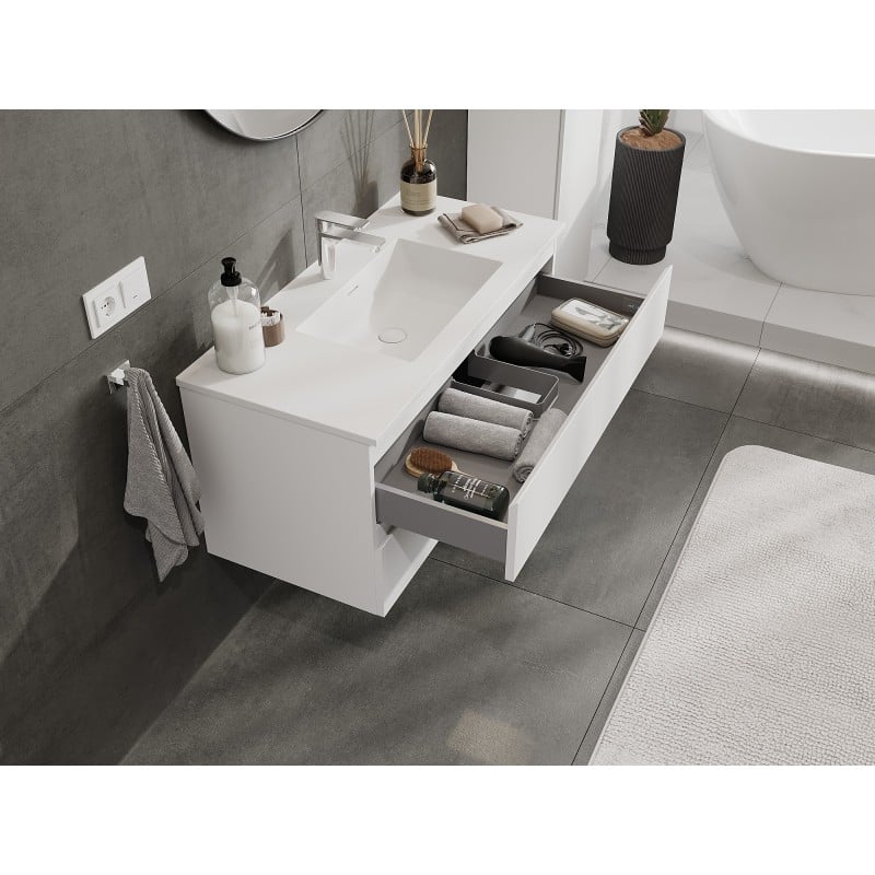 Mexen Orio meuble de salle de bain 100 cm avec lavabo Otis, 2 tiroirs, blanc mat - 91A10-10047-2-BFF01-W18M01