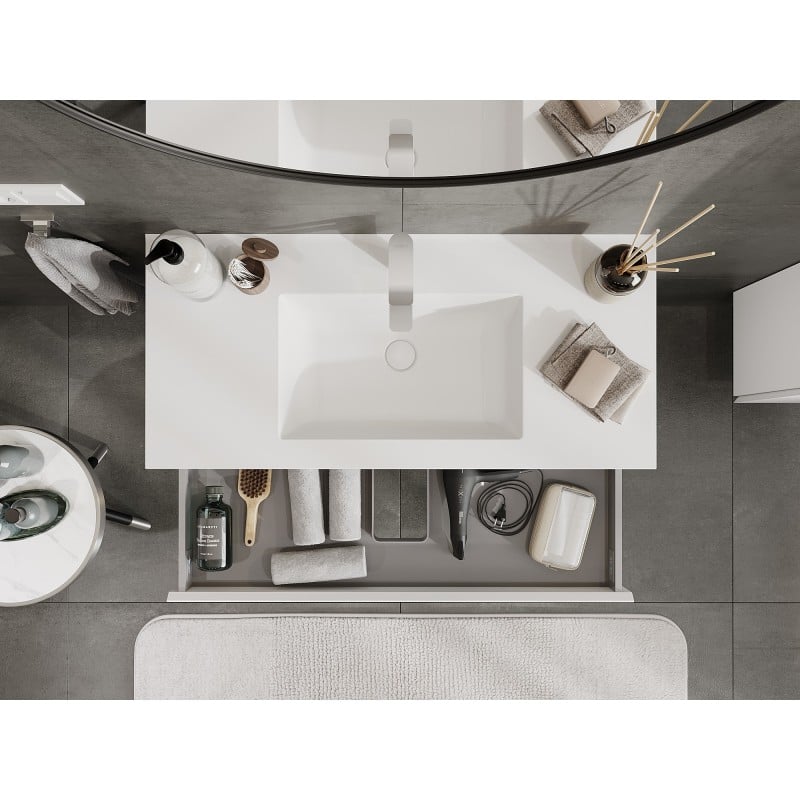 Mexen Orio meuble de salle de bain 100 cm avec lavabo Otis, 2 tiroirs, blanc mat - 91A10-10047-2-BFF01-W18M01