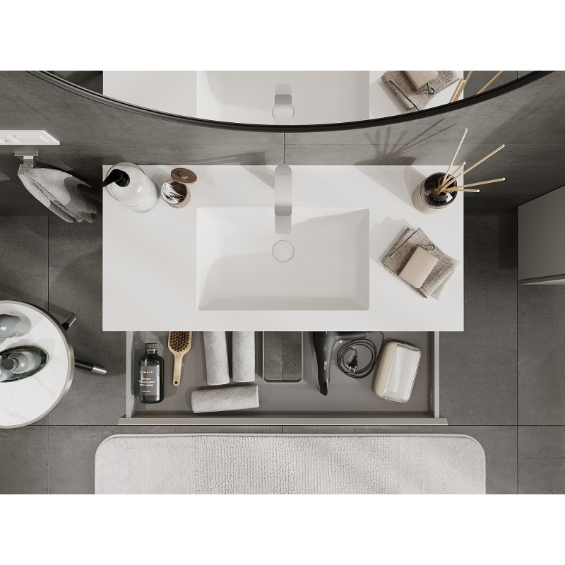 Mexen Orio armoire de salle de bain 100 cm avec lavabo Otis, 2 tiroirs, gris mat/blanc mat - 91A10-10047-2-BFF62-W18M01