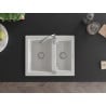 Mexen Carlos évier en granit 1,5 bac 582 x 475 mm, blanc, siphon chromé - 6518581500-20