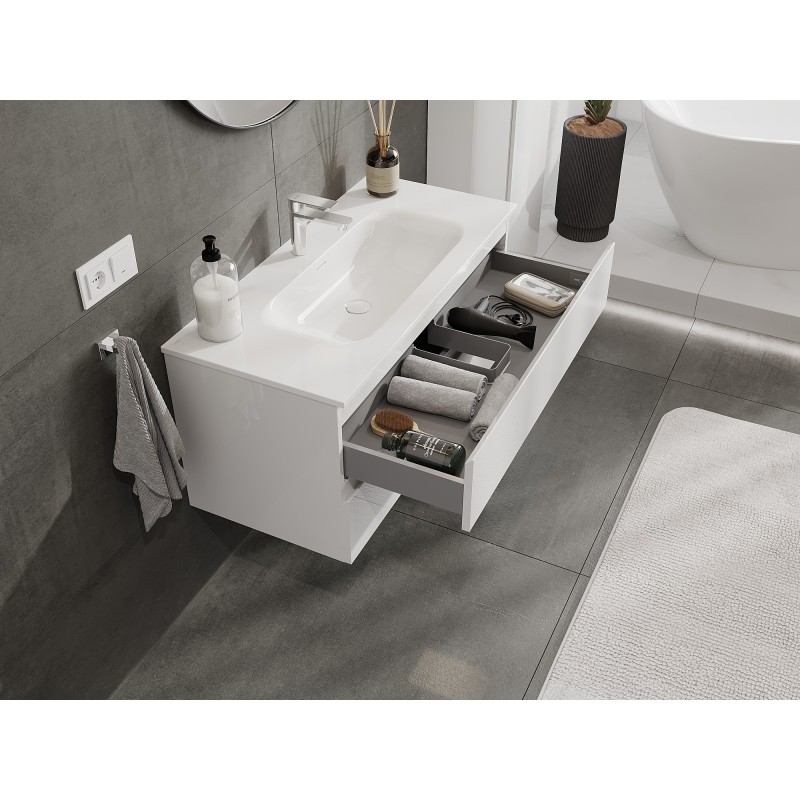 Mexen Orio meuble de salle de bain 100 cm avec lavabo Vela, 2 tiroirs, blanc brillant - 91A10-10047-2-BFF00-W23M00