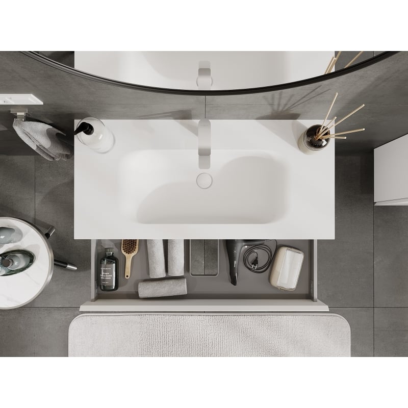 Mexen Orio armoire de salle de bain 100 cm avec lavabo Vela, 2 tiroirs, blanc mat - 91A10-10047-2-BFF01-W23M01