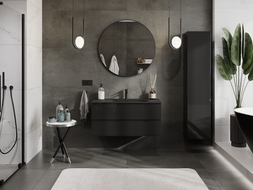 Mexen Orio meuble de salle de bain 100 cm avec lavabo Vela, 2 tiroirs, noir brillant/noir mat - 91A10-10047-2-BFF70-W23M71