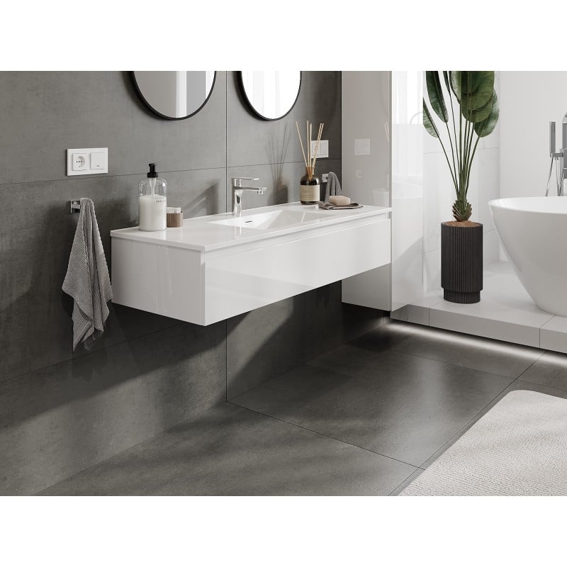 Mexen Orio meuble de salle de bains 120 cm avec lavabo Otis, 1 tiroir, blanc brillant - 91A10-12023-1-BF00-W18M00