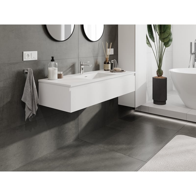 Mexen Orio armoire de salle de bain 120 cm avec lavabo Otis, 1 tiroir, blanc mat - 91A10-12023-1-BF01-W18M01