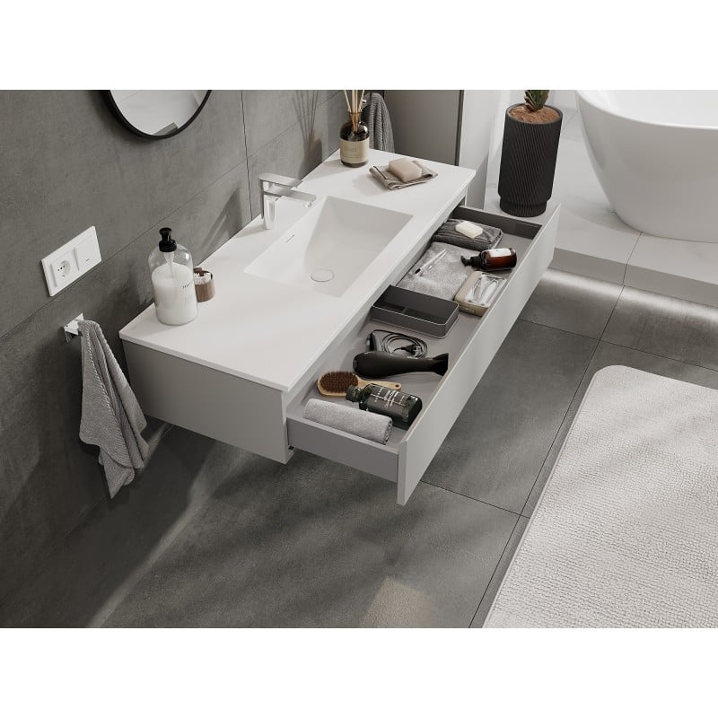 Mexen Orio meuble de salle de bain 120 cm avec lavabo Otis, 1 tiroir, gris mat/blanc mat - 91A10-12023-1-BF62-W18M01
