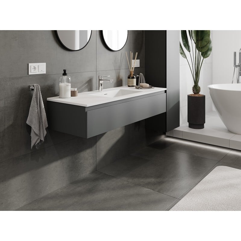 Mexen Orio meuble de salle de bains 120 cm avec lavabo Otis, 1 tiroir, graphite mat/blanc mat - 91A10-12023-1-BF66-W18M01