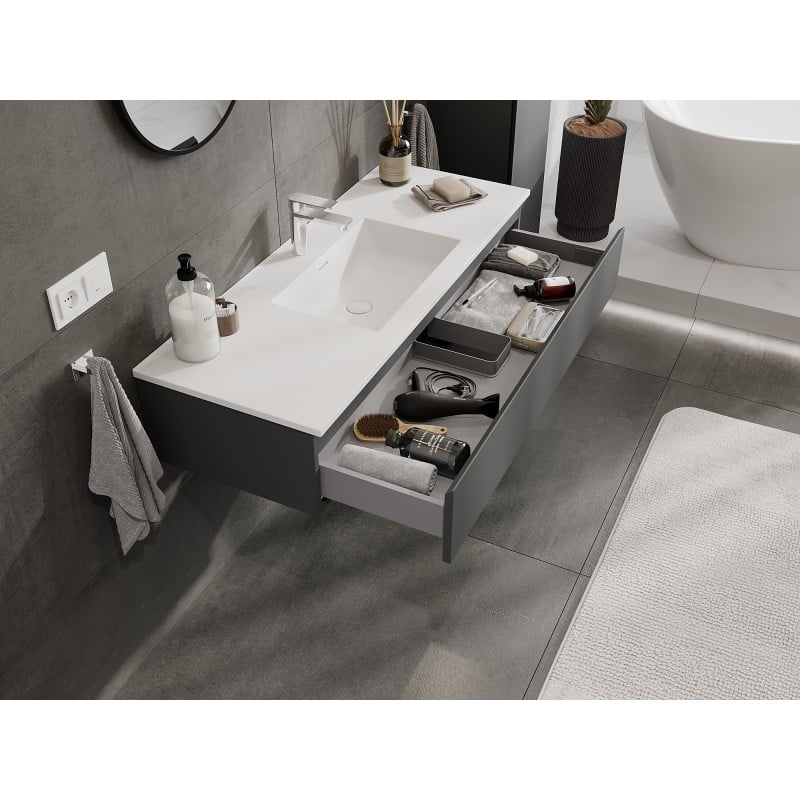 Mexen Orio meuble de salle de bains 120 cm avec lavabo Otis, 1 tiroir, graphite mat/blanc mat - 91A10-12023-1-BF66-W18M01