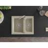 Mexen Carlos évier en granit 1,5 bac 582 x 475 mm, beige, siphon chromé - 6518581500-69