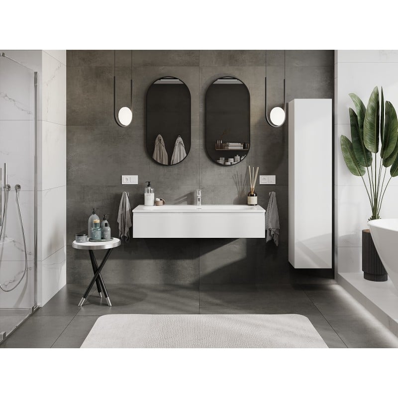 Mexen Orio meuble de salle de bain 120 cm avec lavabo Vela, 1 tiroir, blanc brillant - 91A10-12023-1-BF00-W23M00