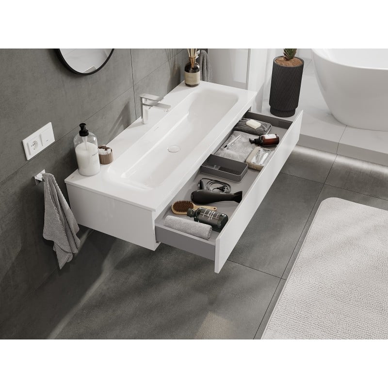 Mexen Orio meuble de salle de bain 120 cm avec lavabo Vela, 1 tiroir, blanc brillant - 91A10-12023-1-BF00-W23M00