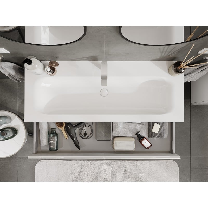 Mexen Orio meuble de salle de bain 120 cm avec lavabo Vela, 1 tiroir, blanc brillant - 91A10-12023-1-BF00-W23M00