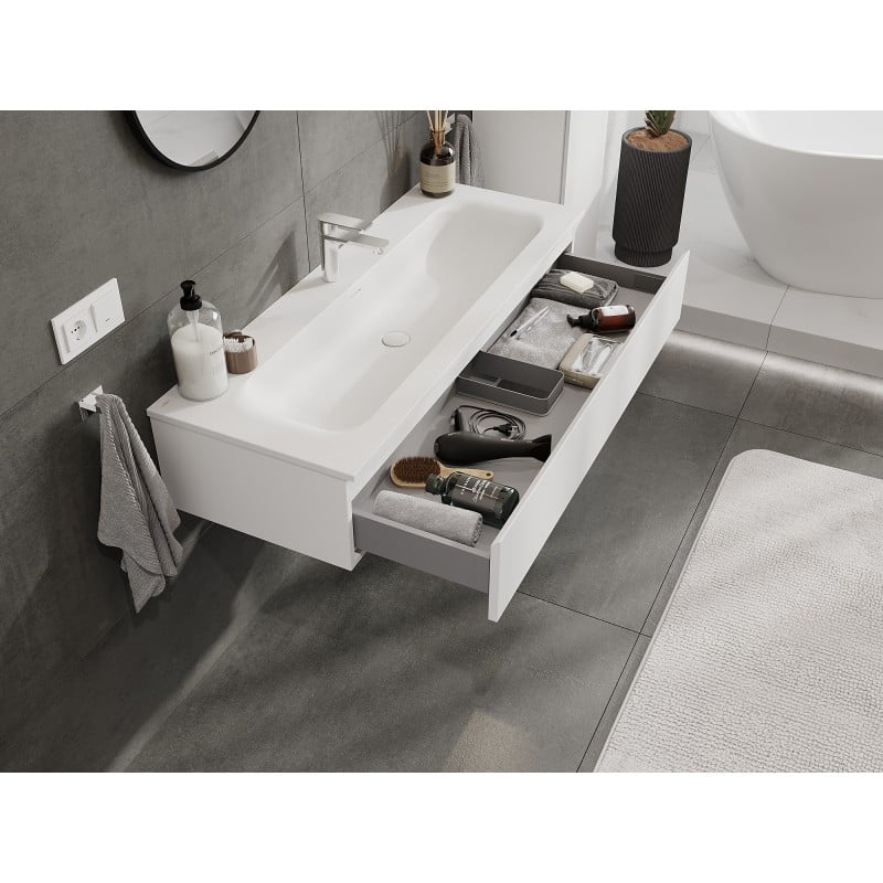Mexen Orio meuble de salle de bain 120 cm avec lavabo Vela, 1 tiroir, blanc mat - 91A10-12023-1-BF01-W23M01