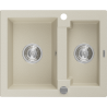 Mexen Carlos évier en granit 1,5 bac 582 x 475 mm, beige, siphon chromé - 6518581500-69