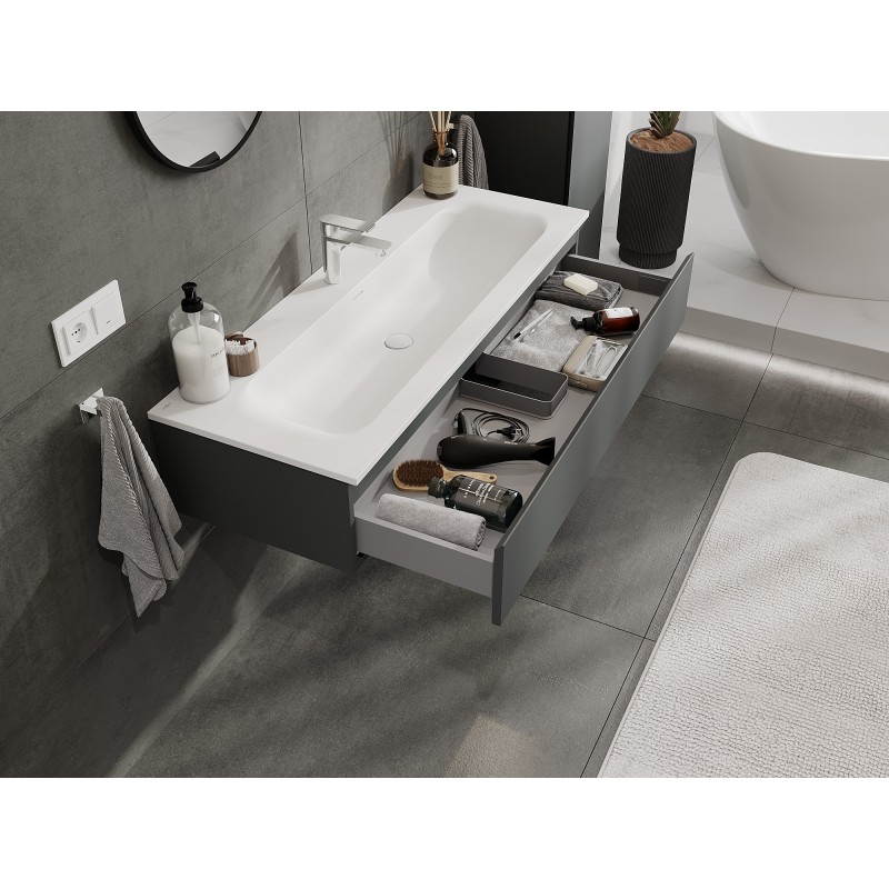 Mexen Orio meuble de salle de bain 120 cm avec lavabo Vela, 1 tiroir, graphite mat/blanc mat - 91A10-12023-1-BF66-W23M01
