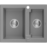 Mexen Carlos évier en granit 1,5 bac 582 x 475 mm, gris, siphon chromé - 6518581500-71