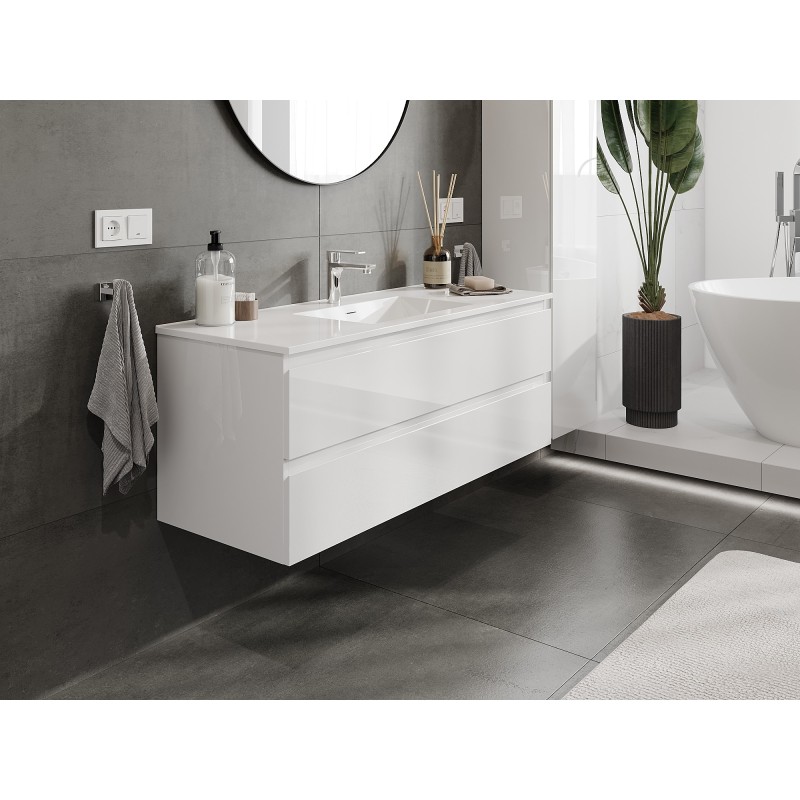 Mexen Orio meuble de salle de bain 120 cm avec lavabo Otis, 2 tiroirs, blanc brillant - 91A10-12047-2-BFF00-W18M00