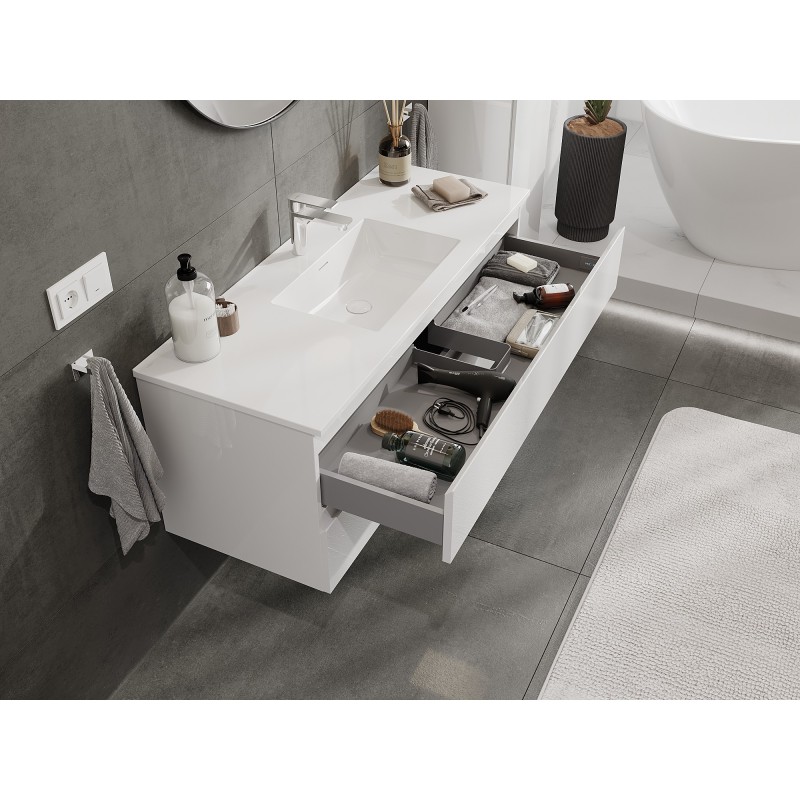 Mexen Orio meuble de salle de bain 120 cm avec lavabo Otis, 2 tiroirs, blanc brillant - 91A10-12047-2-BFF00-W18M00