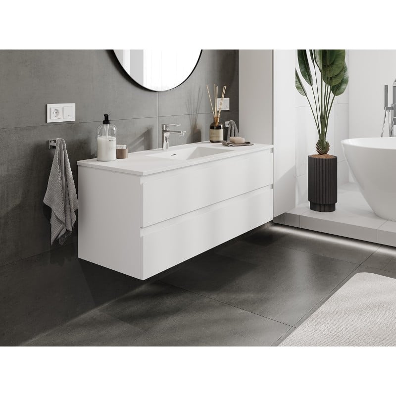 Mexen Orio meuble de salle de bain 120 cm avec lavabo Otis, 2 tiroirs, blanc mat - 91A10-12047-2-BFF01-W18M01