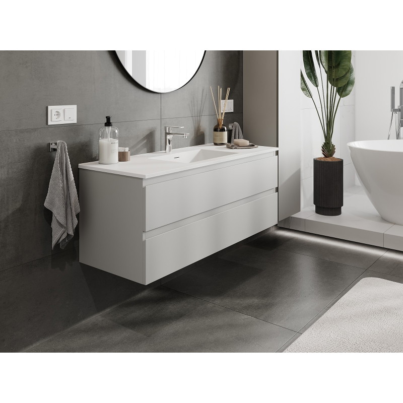 Mexen Orio armoire de salle de bain 120 cm avec lavabo Otis, 2 tiroirs, gris mat/blanc mat - 91A10-12047-2-BFF62-W18M01