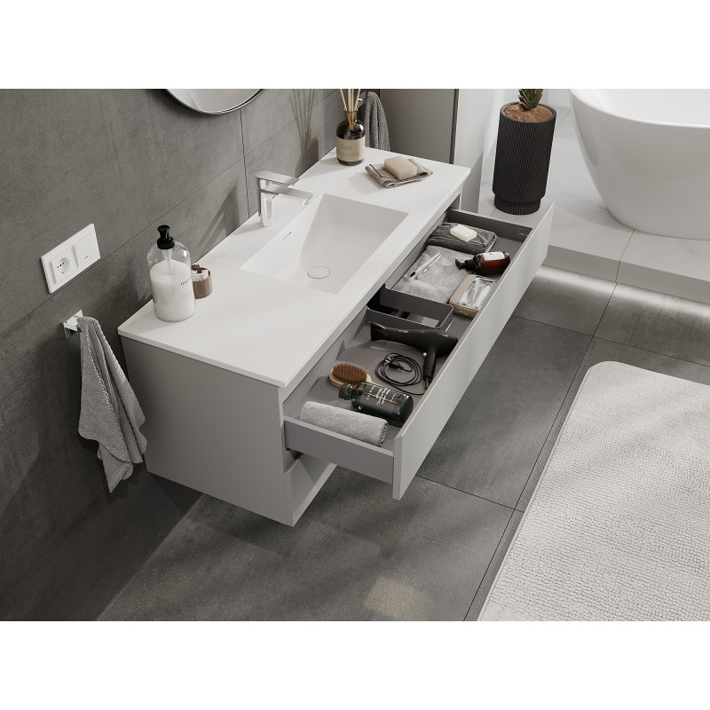 Mexen Orio armoire de salle de bain 120 cm avec lavabo Otis, 2 tiroirs, gris mat/blanc mat - 91A10-12047-2-BFF62-W18M01