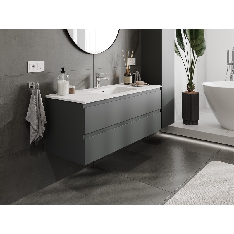 Mexen Orio meuble de salle de bain 120 cm avec lavabo Otis, 2 tiroirs, graphite mat/blanc mat - 91A10-12047-2-BFF66-W18M01