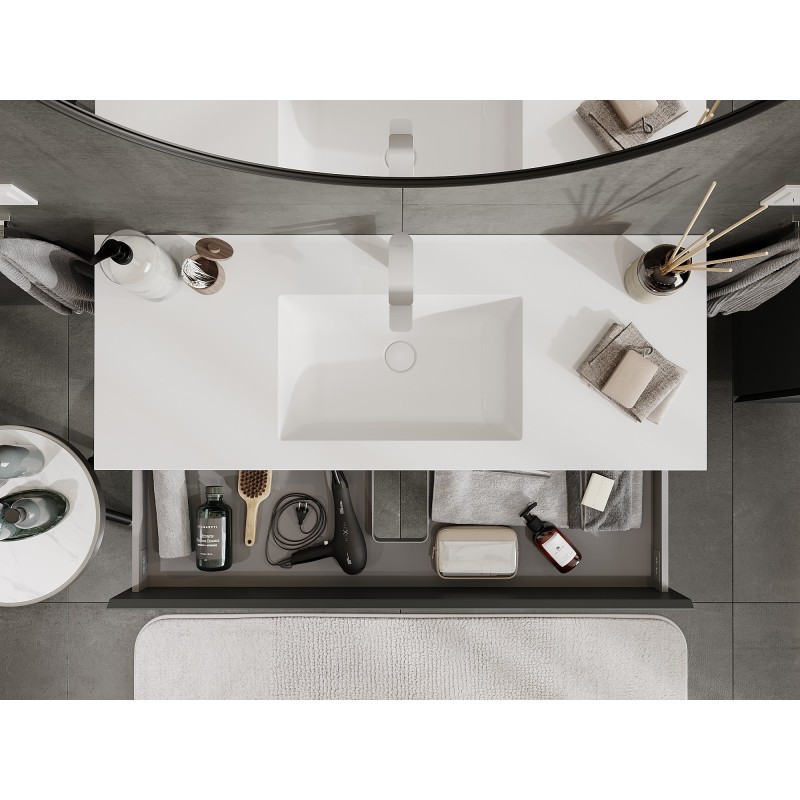 Mexen Orio meuble de salle de bain 120 cm avec lavabo Otis, 2 tiroirs, graphite mat/blanc mat - 91A10-12047-2-BFF66-W18M01