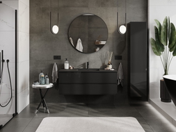 Mexen Orio meuble de salle de bains 120 cm avec lavabo Otis, 2 tiroirs, noir brillant/noir mat - 91A10-12047-2-BFF70-W18M71