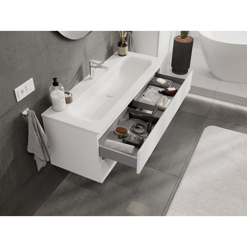 Mexen Orio meuble de salle de bain 120 cm avec lavabo Vela, 2 tiroirs, blanc mat - 91A10-12047-2-BFF01-W23M01