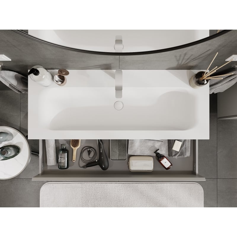 Mexen Orio armoire de salle de bain 120 cm avec lavabo Vela, 2 tiroirs, gris mat/blanc mat - 91A10-12047-2-BFF62-W23M01