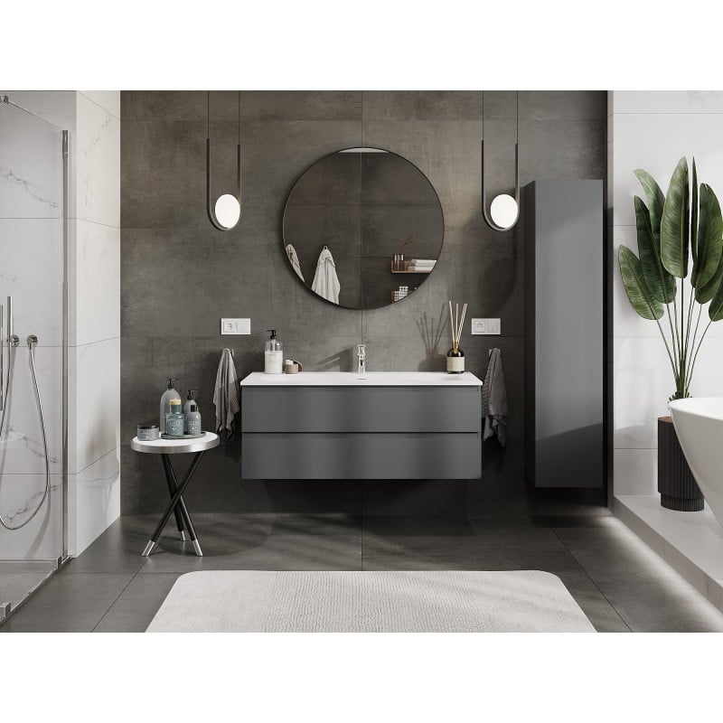 Mexen Orio meuble de salle de bain 120 cm avec lavabo Vela, 2 tiroirs, graphite mat/blanc mat - 91A10-12047-2-BFF66-W23M01