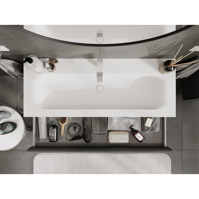 Mexen Orio meuble de salle de bain 120 cm avec lavabo Vela, 2 tiroirs, graphite mat/blanc mat - 91A10-12047-2-BFF66-W23M01