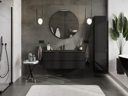 Mexen Orio meuble de salle de bain 120 cm avec lavabo Vela, 2 tiroirs, noir brillant/noir mat - 91A10-12047-2-BFF70-W23M71