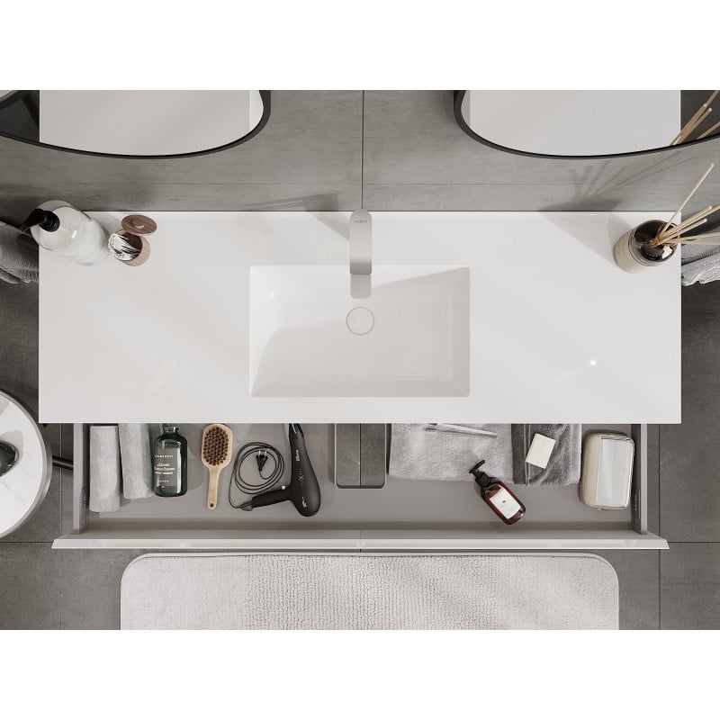 Mexen Orio meuble de salle de bain 140 cm avec lavabo Otis, 1 tiroir, blanc brillant - 91A10-14023-1-BF00-W18M00