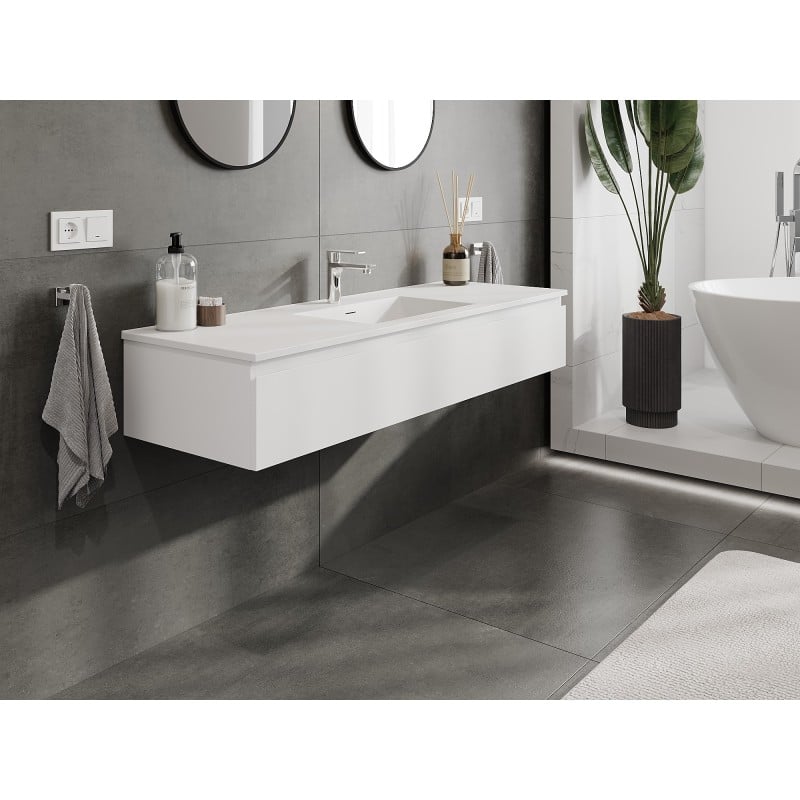 Mexen Orio meuble de salle de bains 140 cm avec lavabo Otis, 1 tiroir, blanc mat - 91A10-14023-1-BF01-W18M01
