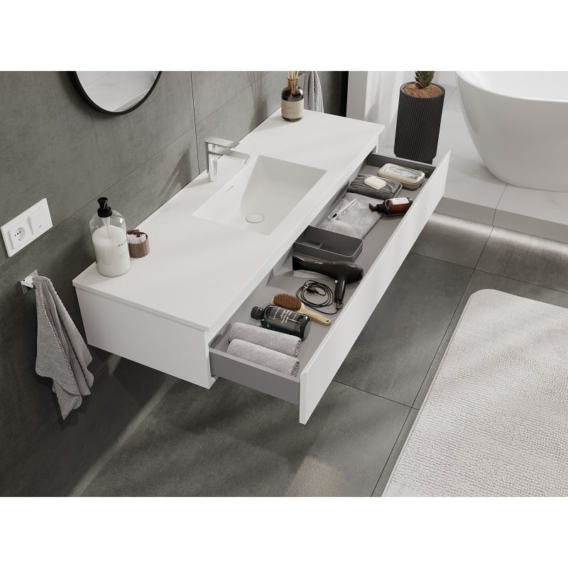 Mexen Orio meuble de salle de bains 140 cm avec lavabo Otis, 1 tiroir, blanc mat - 91A10-14023-1-BF01-W18M01