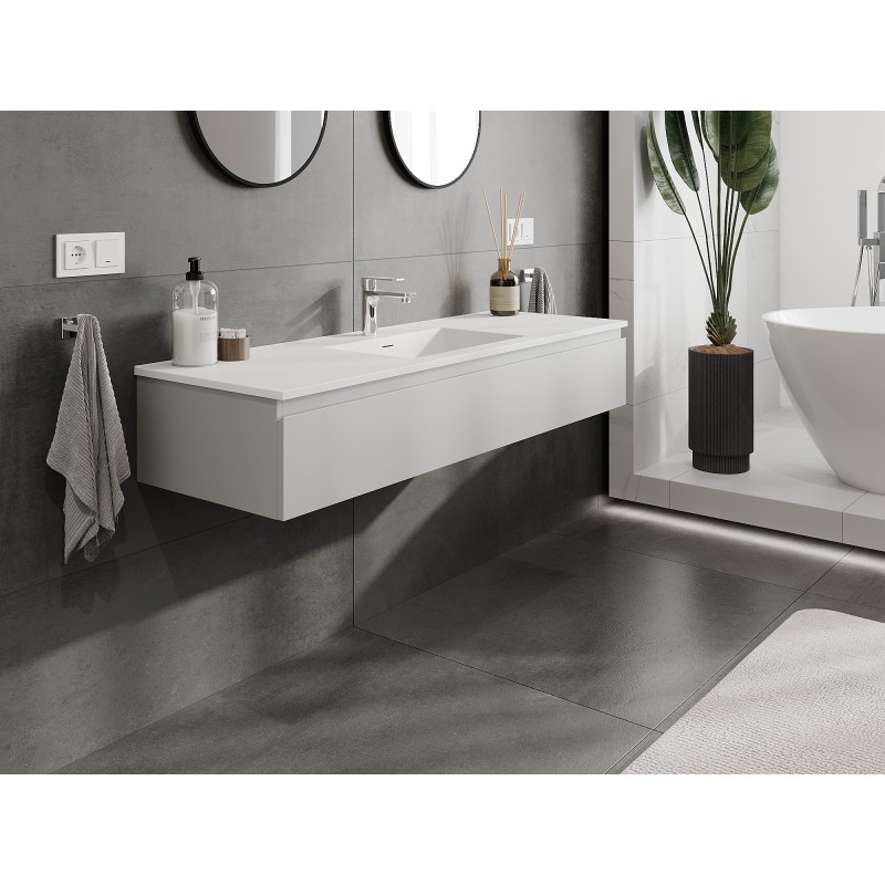Mexen Orio meuble lavabo 140 cm avec vasque Otis, 1 tiroir, gris mat/blanc mat - 91A10-14023-1-BF62-W18M01