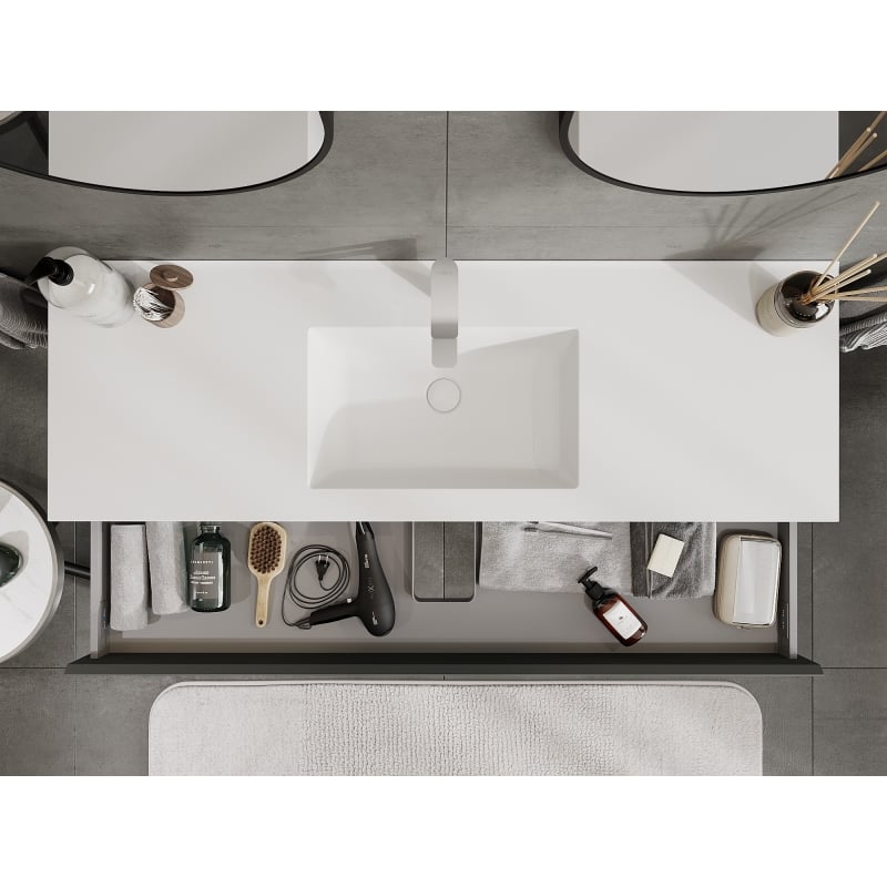 Mexen Orio meuble de salle de bains 140 cm avec lavabo Otis, 1 tiroir, graphite mat/blanc mat - 91A10-14023-1-BF66-W18M01