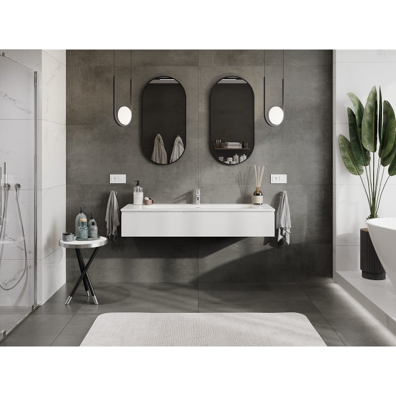 Mexen Orio armoire de salle de bain 140 cm avec lavabo Vela, 1 tiroir, blanc brillant - 91A10-14023-1-BF00-W23M00