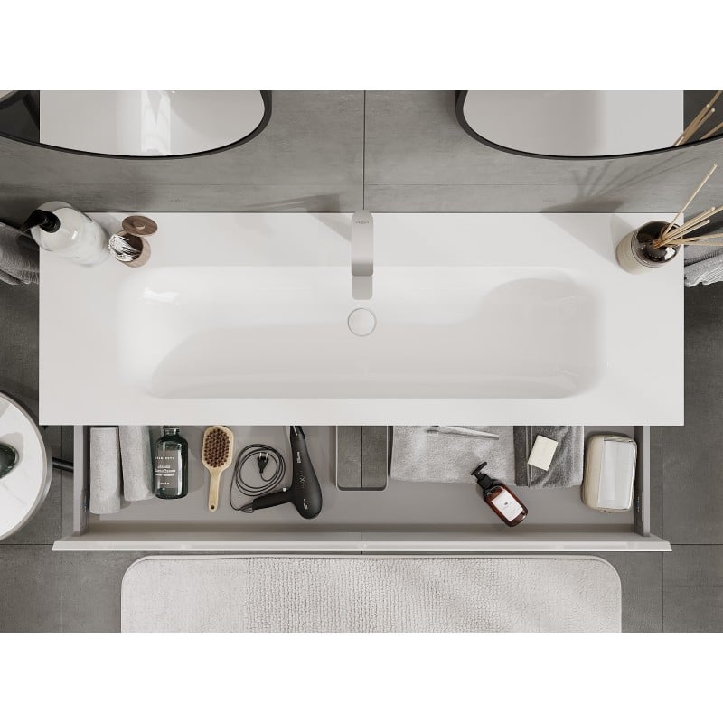Mexen Orio armoire de salle de bain 140 cm avec lavabo Vela, 1 tiroir, blanc brillant - 91A10-14023-1-BF00-W23M00