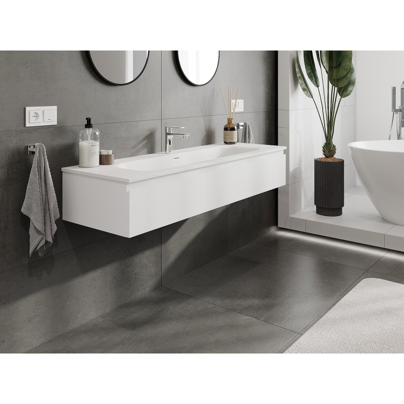 Mexen Orio meuble de salle de bains 140 cm avec lavabo Vela, 1 tiroir, blanc mat - 91A10-14023-1-BF01-W23M01