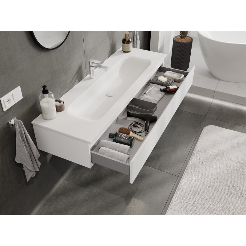 Mexen Orio meuble de salle de bains 140 cm avec lavabo Vela, 1 tiroir, blanc mat - 91A10-14023-1-BF01-W23M01