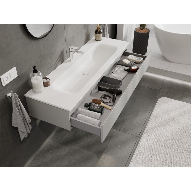 Mexen Orio meuble de salle de bain 140 cm avec lavabo Vela, 1 tiroir, gris mat/blanc mat - 91A10-14023-1-BF62-W23M01