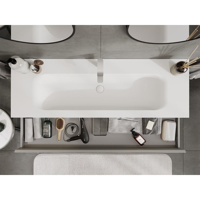 Mexen Orio meuble de salle de bain 140 cm avec lavabo Vela, 1 tiroir, gris mat/blanc mat - 91A10-14023-1-BF62-W23M01