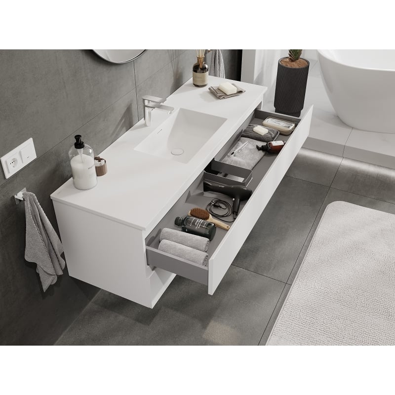 Mexen Orio meuble de salle de bains 140 cm avec lavabo Otis, 2 tiroirs, blanc mat - 91A10-14047-2-BFF01-W18M01