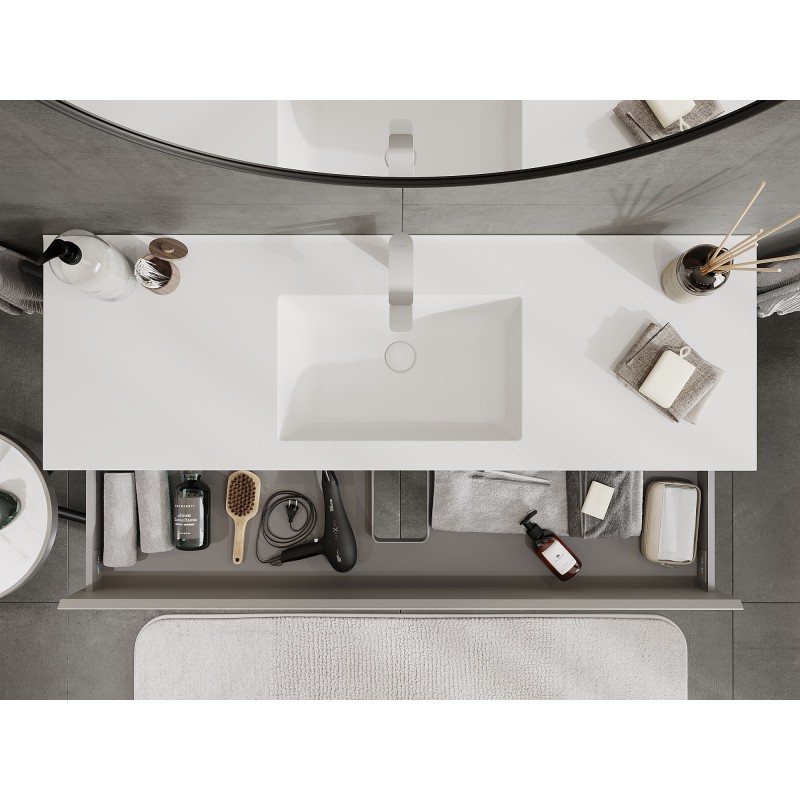 Mexen Orio meuble de salle de bains 140 cm avec lavabo Otis, 2 tiroirs, gris mat/blanc mat - 91A10-14047-2-BFF62-W18M01